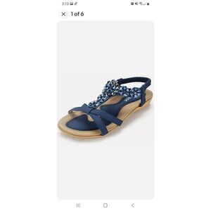 New Size 8 (40) Blue Embellished Harence Summer Casual Dressy Sandals Sh…